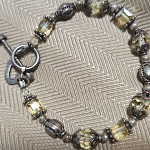 Vtg Italy Sterling murano glass and heart charm bracelet   SALE